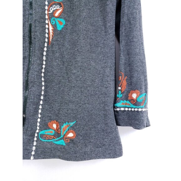 A&A Fashion Gray Floral Full Zip Hoodie Jacket Womens Small - Picture 4 of 7